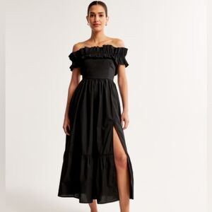 Abercrombie & Fitch Off the Shoulder Ruffle Midi Dress